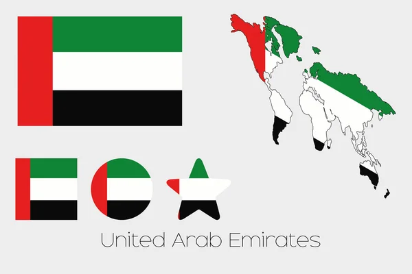 Set di forme multiple con la bandiera degli Emirati Arabi Uniti — Foto Stock
