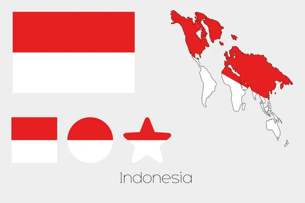 Set di forme multiple con la bandiera dell'Indonesia — Foto Stock