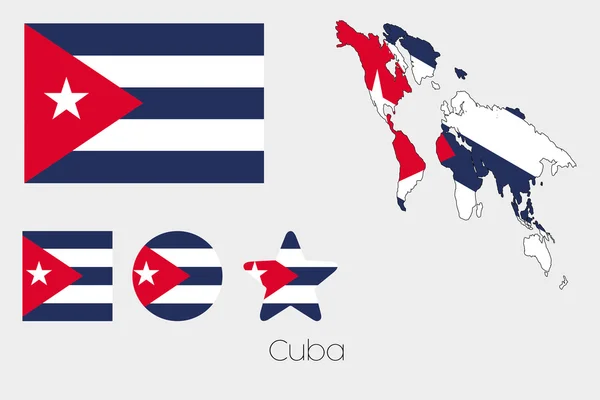 Multiple Shapes Set with the Flag of Cuba — Stock Photo, Image