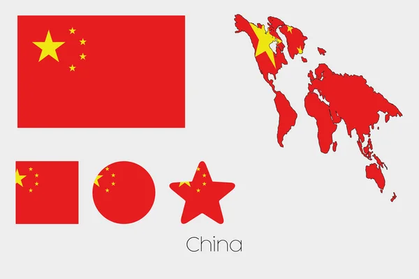Meerdere Shapes Set met de vlag van China — Stockfoto