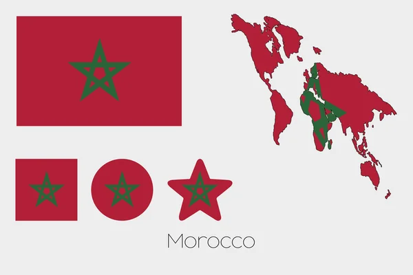 Conjunto de várias formas com a Bandeira de Marrocos — Fotografia de Stock