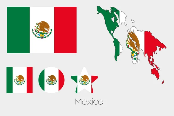 Múltiples formas engarzadas con la bandera de México — Foto de Stock