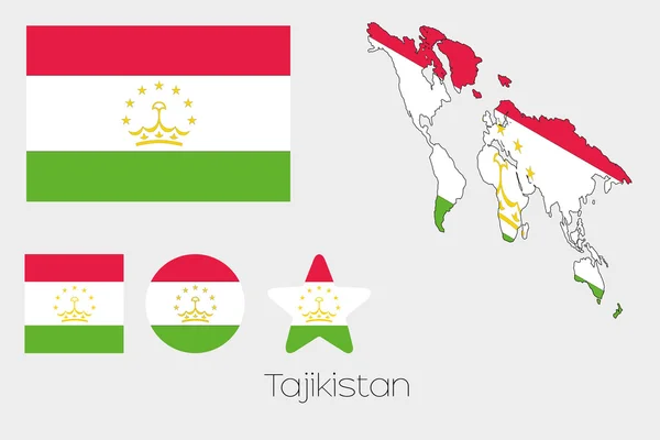 Více obrazců sada s Vlajka Tádžikistánu — Stock fotografie