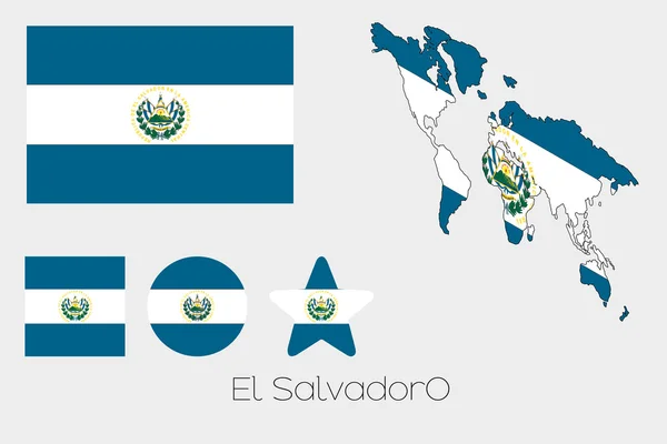 Multiple Shapes Set with the Flag of El Salvador — Stock Photo, Image