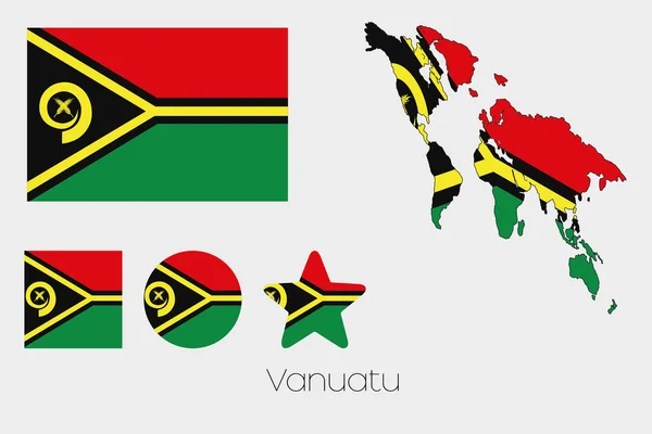 Meerdere Shapes Set met de vlag van Vanuatu — Stockfoto