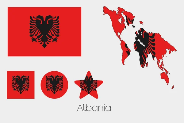 Multiple Shapes Set with the Flag of Albania — Stock Photo, Image