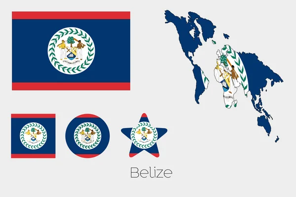 Multiple Shapes Set with the Flag of Belize — Stock Photo, Image