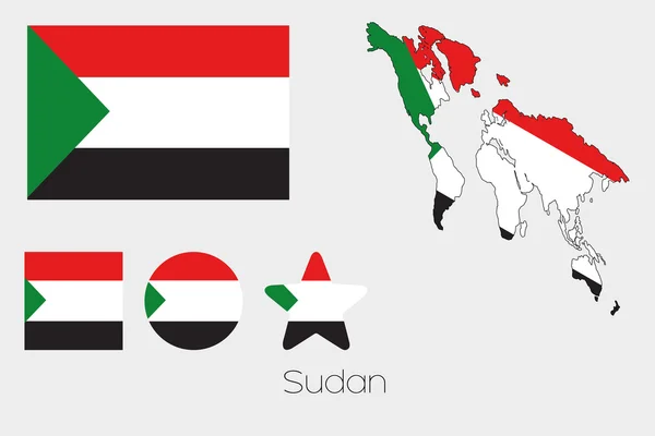 Více obrazců sada s Súdánská vlajka — Stock fotografie
