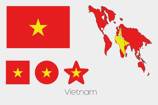 Multiple Shapes Set dengan Bendera Vietnam — Stok Foto