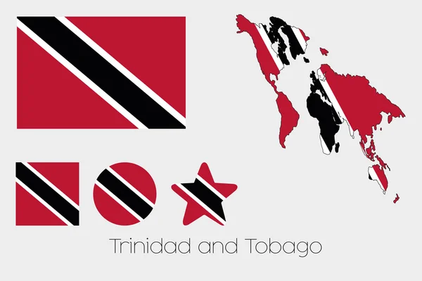 Wiele kształtów zestaw z flaga Trynidadu i Tobago — Zdjęcie stockowe