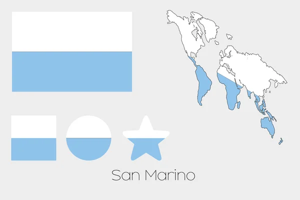 サンマリノの旗を持つ複数の図形セット — ストック写真