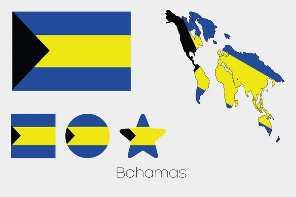 Více obrazců sada s vlajkou Bahamy — Stock fotografie