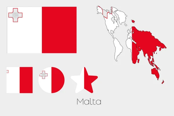 Mehrere Formen mit der Flagge von Malta — Stockfoto