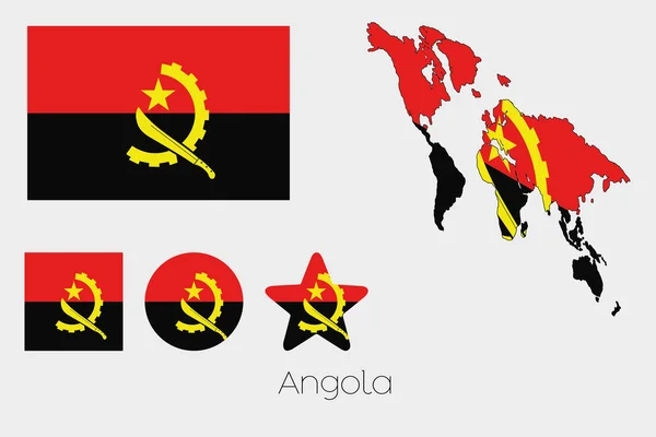 Multiple Shapes Set with the Flag of Angola — Stock Photo, Image