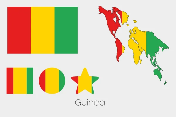 Multiple Shapes Set with the Flag of Guinea — Stock Photo, Image