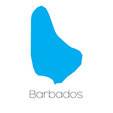 Barbados ülke adı ile mavi şekli