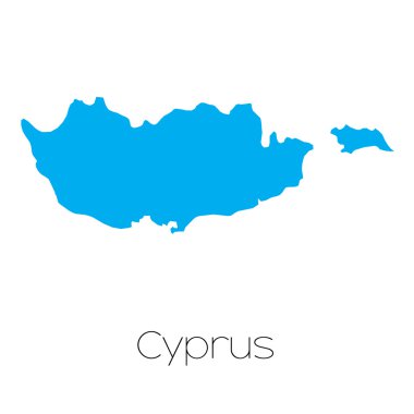 Kıbrıs ülke adı ile mavi şekli