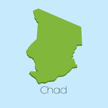 Çad'ın mavi su arka plan üzerinde 3D harita