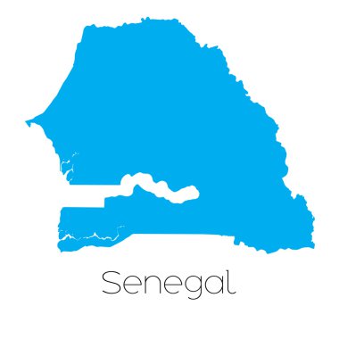 Senegal ülke adı ile mavi şekli