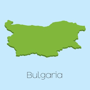 3D harita Bulgaristan mavi su arka plan üzerinde