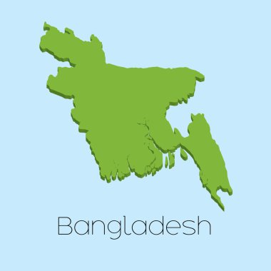 3D harita Bangladeş mavi su arka plan üzerinde