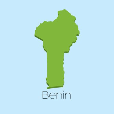 Benin mavi su arka plan üzerinde 3D harita
