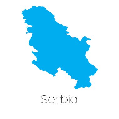 Sırbistan ülke adı ile mavi şekli