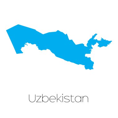 Özbekistan'ın ülke adı ile mavi şekli