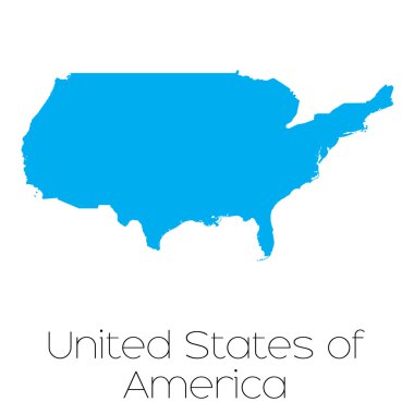Amerika Birleşik Devletleri ülke adı ile mavi şekli