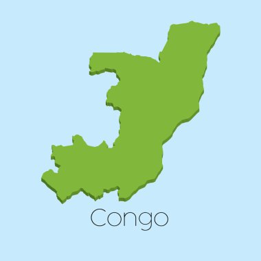 Kongo mavi su arka plan üzerinde 3D harita