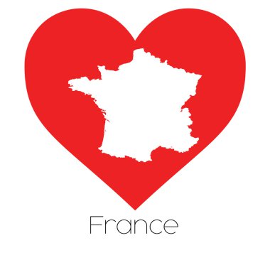 Fransa illüstrasyon kalp şekli ile