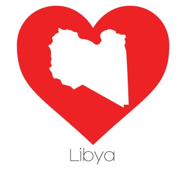 Libya illüstrasyon kalp şekli ile