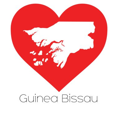 Gine Bissau şekli ile kalp çizimi