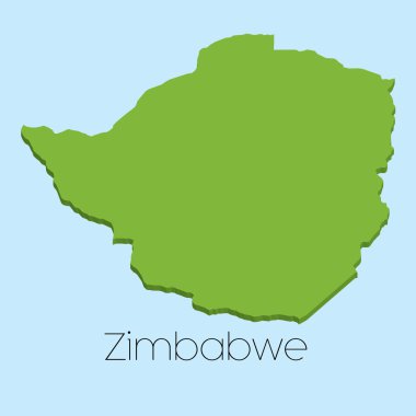 3D harita üzerinde mavi su arka plan Zimbabve