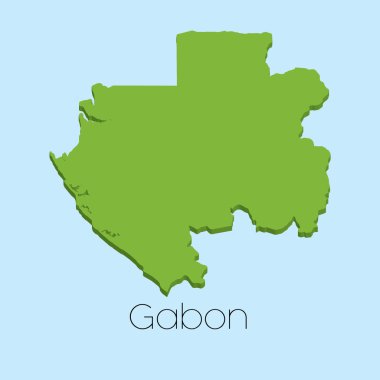 3D harita üzerinde mavi su arka plan Gabon