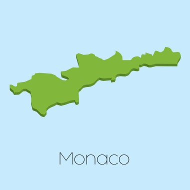 3D harita üzerinde mavi su arka plan Monaco
