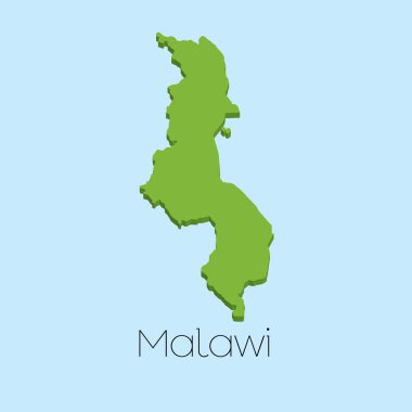 3D harita Malawi mavi su arka plan üzerinde