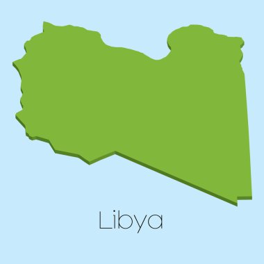3D harita üzerinde mavi su arka plan Libya