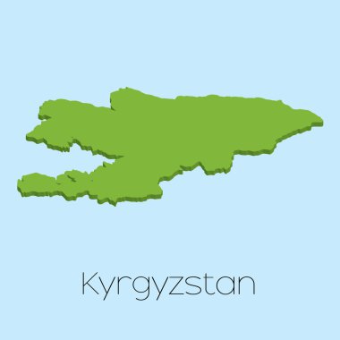 3D harita üzerinde mavi su arka plan, Kırgızistan