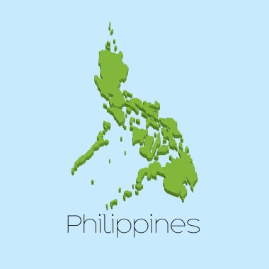 3D harita üzerinde mavi su arka plan, Filipinler