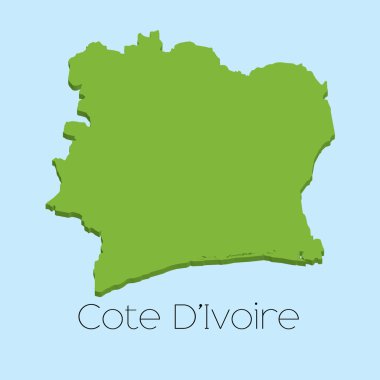 3D harita üzerinde mavi su arka planını Cotedivoire