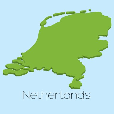 3D harita Hollanda'nın mavi su arka plan üzerinde