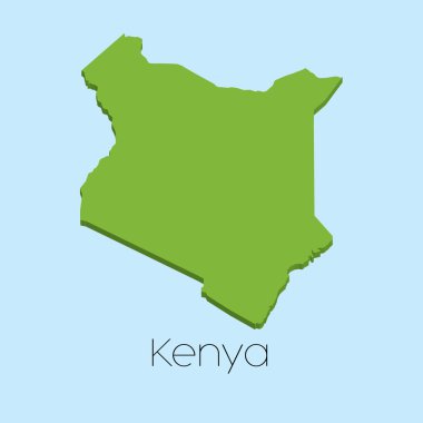 3D harita Kenya'nın mavi su arka plan üzerinde
