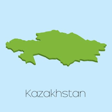 3D harita üzerinde mavi su arka plan Kazakistan