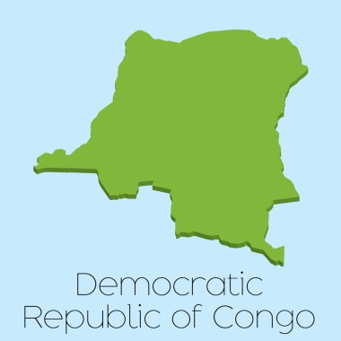 3D harita üzerinde mavi su arka planını Demrepubliccongo