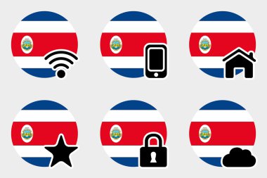 Kosta Rika bayrağı ile Web Icon Set