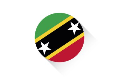 Saint Kitts ve Nevis gölgesi ile yuvarlak bayrak