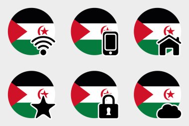 Batı Sahra bayrağı ile Web Icon Set