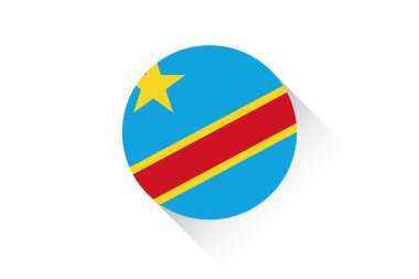 Demokratik Kongo Cumhuriyeti gölgesi ile yuvarlak bayrak