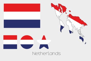 Birden çok şekil kümesiyle Hollanda bayrağı